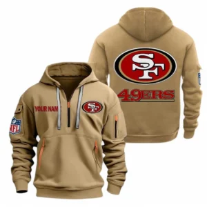 San Francisco 49ers NFL Hoodie Half Zipper NFL91020725570, Gift For Fan San Francisco 49ers - Khaki