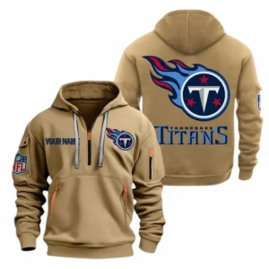 Tennessee Titans NFL Hoodie Half Zipper NFL91020725571, Gift For Fan Tennessee Titans - Khaki