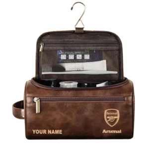 Arsenal Leather Toiletry Bag, All Over Print Leather Toiletry Bag Arsenal - Dark Brown DEPL5405092027