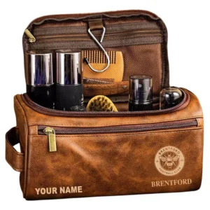 Brentford Leather Toiletry Bag, All Over Print Leather Toiletry Bag Brentford - Yellow Brown  DEPL5405092032