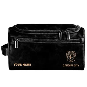 Cardiff City Leather Toiletry Bag, All Over Print Leather Toiletry Bag Cardiff City - Black DEPL5405092043
