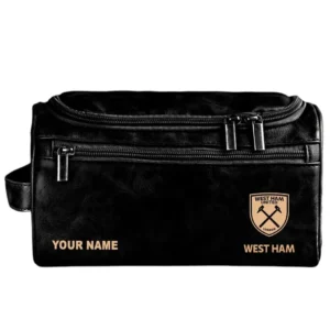 West Ham United Leather Toiletry Bag, All Over Print Leather Toiletry Bag West Ham United - Black DEPL5405092045