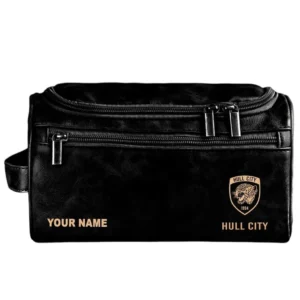 Hull City Leather Toiletry Bag, All Over Print Leather Toiletry Bag Hull City - Black DEPL5405092046