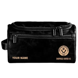 Sheffield United Leather Toiletry Bag, All Over Print Leather Toiletry Bag Sheffield United - Black DEPL5405092052