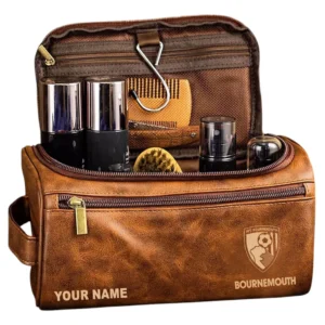 Bournemouth Leather Toiletry Bag, All Over Print Leather Toiletry Bag Bournemouth - Yellow Brown  DEPL5405092053