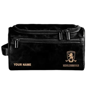 Middlesbrough Leather Toiletry Bag, All Over Print Leather Toiletry Bag Middlesbrough - Black DEPL5405092058