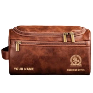 Blackburn Rovers Leather Toiletry Bag, All Over Print Leather Toiletry Bag Blackburn Rovers - Red Brown DEPL5405092067
