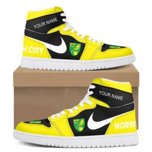 Norwich City Air Jordan 1 High Sneakers, Nike Sneakers For Norwich City Fans EPL16042525681