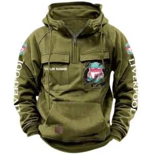 Liverpool Hoodie  Tactical Quarter Zip, All Over Print Hoodie Liverpool EPL17042625333 - Army Green