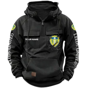Leeds United Hoodie  Tactical Quarter Zip, All Over Print Hoodie Leeds United EPL17042625335 - Black