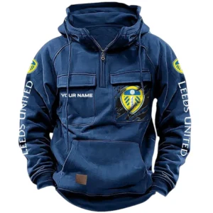 Leeds United Hoodie  Tactical Quarter Zip, All Over Print Hoodie Leeds United EPL17042625335 - Dark Blue