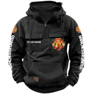 Manchester United Hoodie  Tactical Quarter Zip, All Over Print Hoodie Manchester United EPL17042625339 - Black
