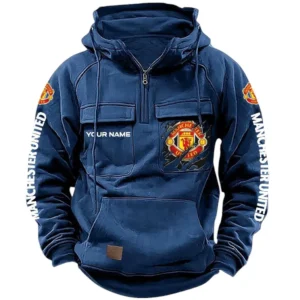 Manchester United Hoodie  Tactical Quarter Zip, All Over Print Hoodie Manchester United EPL17042625339 - Dark Blue