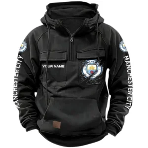 Manchester City Hoodie  Tactical Quarter Zip, All Over Print Hoodie Manchester City EPL17042625340 - Black