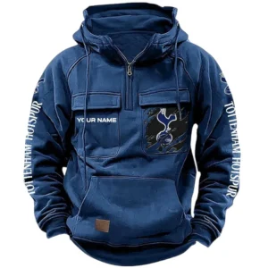 Tottenham Hotspur Hoodie  Tactical Quarter Zip, All Over Print Hoodie Tottenham Hotspur EPL17042625342 - Dark Blue