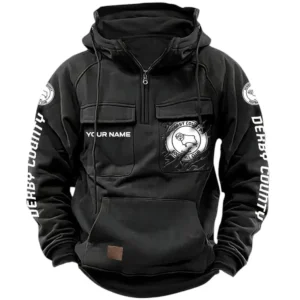 Derby County Hoodie  Tactical Quarter Zip, All Over Print Hoodie Derby County EPL17042625345 - Black