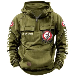 Bristol City Hoodie  Tactical Quarter Zip, All Over Print Hoodie Bristol City EPL17042625346 - Army Green