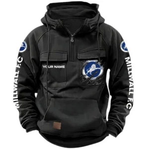 Millwall Hoodie  Tactical Quarter Zip, All Over Print Hoodie Millwall EPL17042625347 - Black