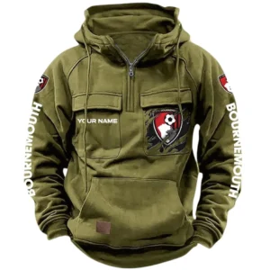 AFC Bournemouth Hoodie  Tactical Quarter Zip, All Over Print Hoodie AFC Bournemouth EPL17042625348 - Army Green