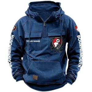 AFC Bournemouth Hoodie  Tactical Quarter Zip, All Over Print Hoodie AFC Bournemouth EPL17042625348 - Dark Blue