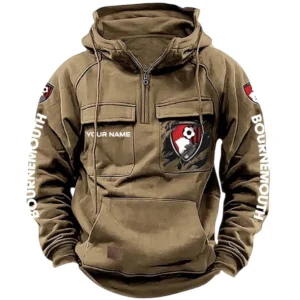 AFC Bournemouth Hoodie  Tactical Quarter Zip, All Over Print Hoodie AFC Bournemouth EPL17042625348 - Khaki