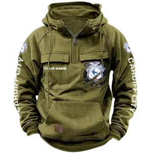 Cardiff City Hoodie  Tactical Quarter Zip, All Over Print Hoodie Cardiff City EPL17042625351 - Army Green