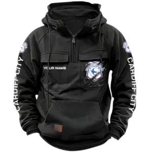 Cardiff City Hoodie  Tactical Quarter Zip, All Over Print Hoodie Cardiff City EPL17042625351 - Black