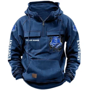 Everton Hoodie  Tactical Quarter Zip, All Over Print Hoodie Everton EPL17042625353 - Dark Blue