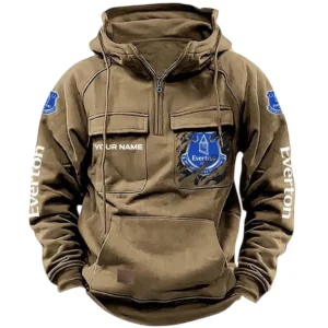 Everton Hoodie  Tactical Quarter Zip, All Over Print Hoodie Everton EPL17042625353 - Khaki