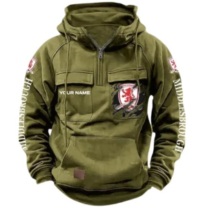 Middlesbrough Hoodie  Tactical Quarter Zip, All Over Print Hoodie Middlesbrough EPL17042625358 - Army Green