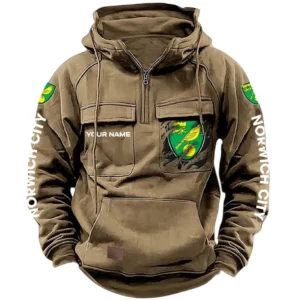 Norwich City Hoodie  Tactical Quarter Zip, All Over Print Hoodie Norwich City EPL17042625359 - Khaki
