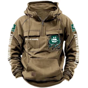 Plymouth Argyle Hoodie  Tactical Quarter Zip, All Over Print Hoodie Plymouth Argyle EPL17042625360 - Khaki