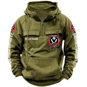Sheffield United Hoodie  Tactical Quarter Zip, All Over Print Hoodie Sheffield United EPL17042625363 - Army Green