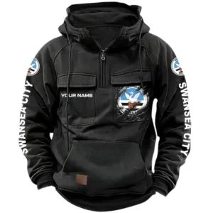 Swansea City Hoodie  Tactical Quarter Zip, All Over Print Hoodie Swansea City EPL17042625366 - Black