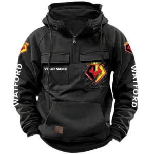 Watford Hoodie  Tactical Quarter Zip, All Over Print Hoodie Watford EPL17042625367 - Black
