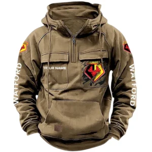 Watford Hoodie  Tactical Quarter Zip, All Over Print Hoodie Watford EPL17042625367 - Khaki