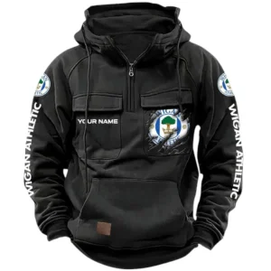 Wigan Athletic Hoodie  Tactical Quarter Zip, All Over Print Hoodie Wigan Athletic EPL17042625369 - Black