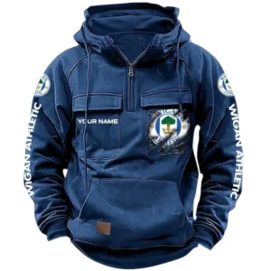 Wigan Athletic Hoodie  Tactical Quarter Zip, All Over Print Hoodie Wigan Athletic EPL17042625369 - Dark Blue