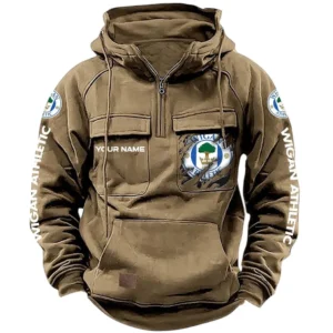 Wigan Athletic Hoodie  Tactical Quarter Zip, All Over Print Hoodie Wigan Athletic EPL17042625369 - Khaki
