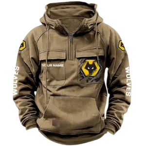 Wolverhampton Wanderers Hoodie  Tactical Quarter Zip, All Over Print Hoodie Wolverhampton Wanderers EPL17042625370 - Khaki