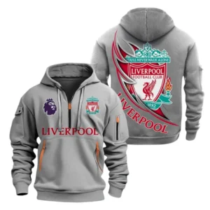 Liverpool Hoodie Half Zip, All Over Print Hoodie For Liverpool Fans EPL27042525111 - Gray