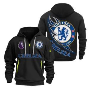 Chelsea Hoodie Half Zip, All Over Print Hoodie For Chelsea Fans EPL27042525112 - Black