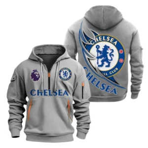 Chelsea Hoodie Half Zip, All Over Print Hoodie For Chelsea Fans EPL27042525112 - Gray
