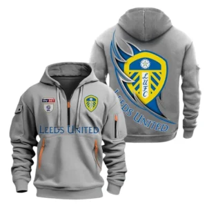 Leeds United Hoodie Half Zip, All Over Print Hoodie For Leeds United Fans EPL27042525114 - Gray