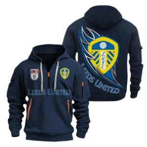 Leeds United Hoodie Half Zip, All Over Print Hoodie For Leeds United Fans EPL27042525114 - Navy