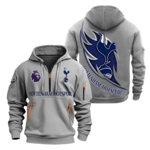 Tottenham Hotspur Hoodie Half Zip, All Over Print Hoodie For Tottenham Hotspur Fans EPL27042525115 - Gray