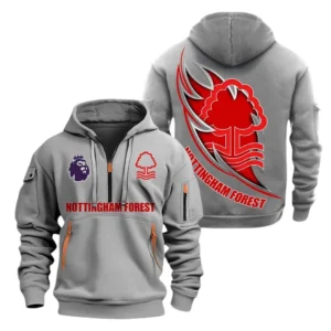 Nottingham Forest Hoodie Half Zip, All Over Print Hoodie For Nottingham Forest Fans EPL27042525118 - Gray