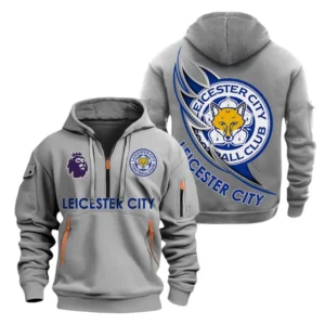 Leicester City Hoodie Half Zip, All Over Print Hoodie For Leicester City Fans EPL27042525120 - Gray