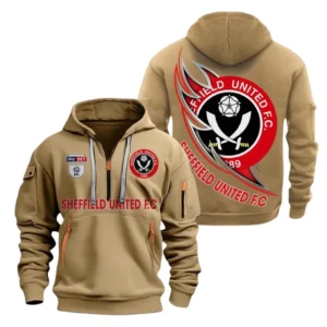 Sheffield United Hoodie Half Zip, All Over Print Hoodie For Sheffield United Fans EPL27042525122 - Khaki