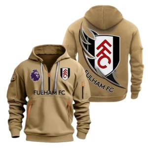 Fulham Hoodie Half Zip, All Over Print Hoodie For Fulham Fans EPL27042525123 - Khaki